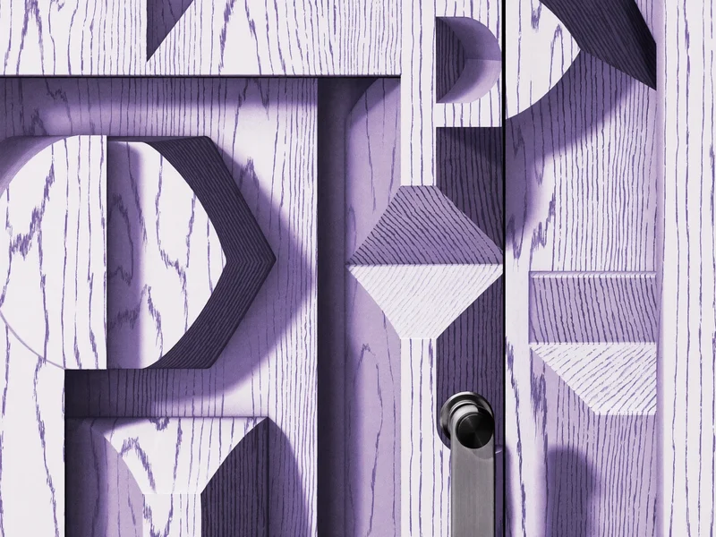 Materialdetail einer Türoberfläche und eines Beschlags, KI-generierte Illustration